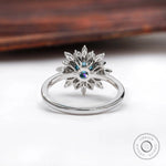 Back view of floral halo diamond ring