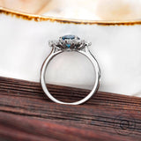 Marquise and round diamond halo detailing