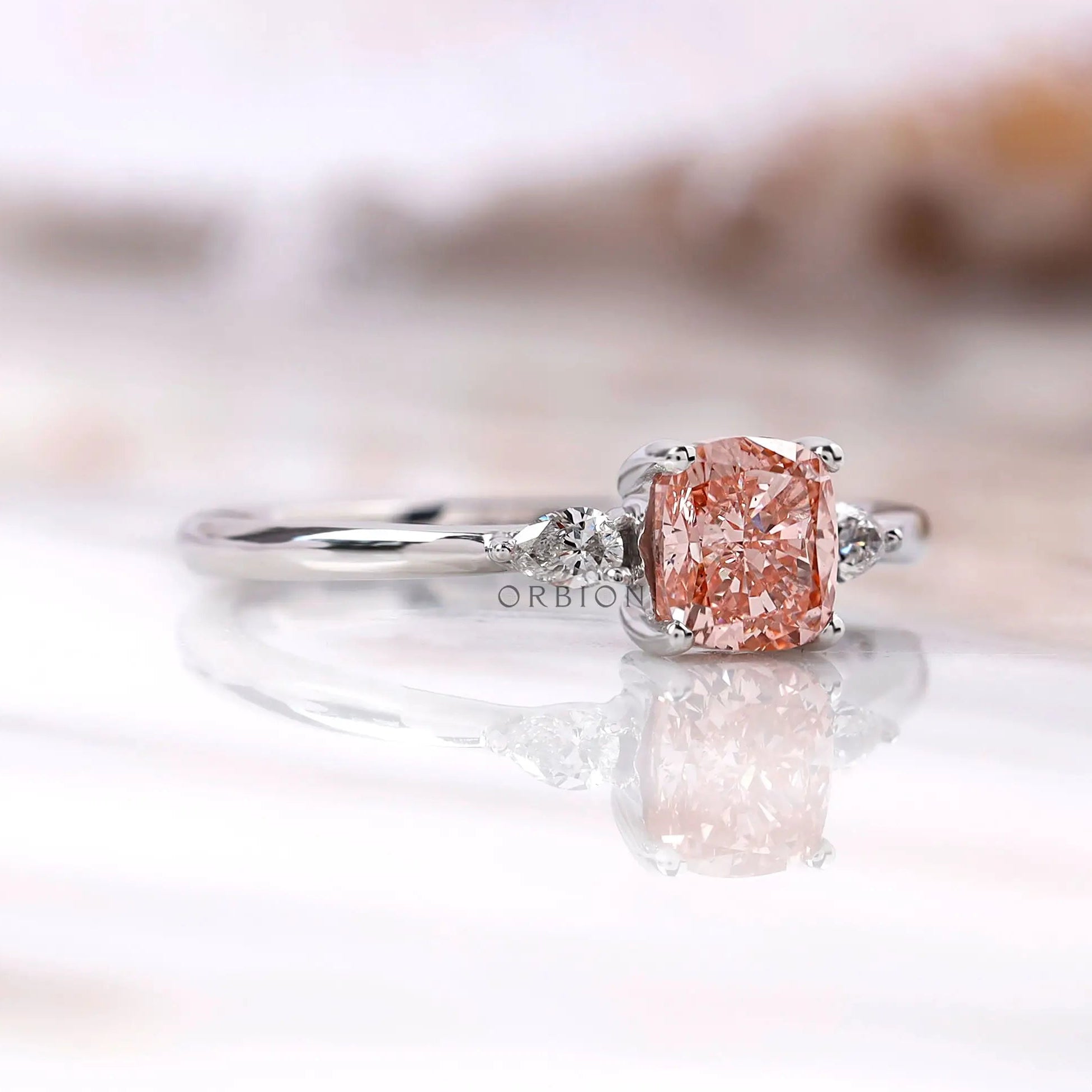 Fancy intense pink diamond ring
