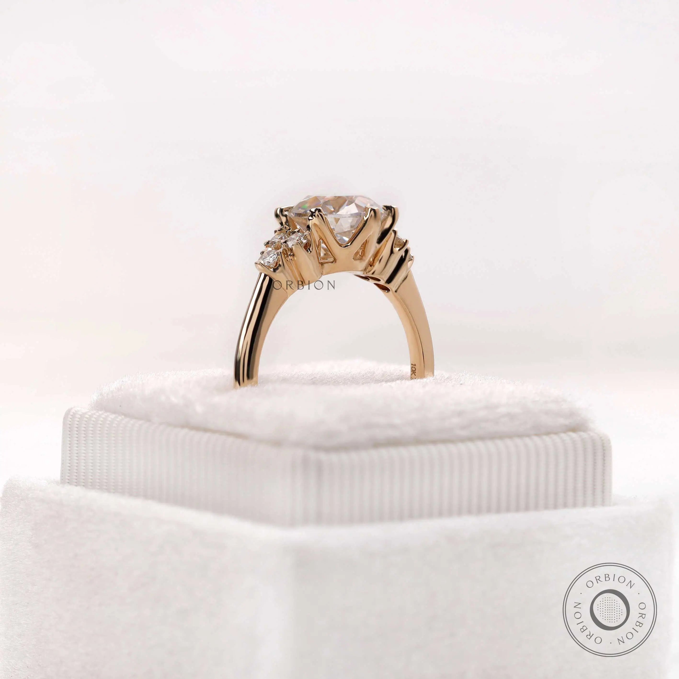 Elegant OEC Moissanite engagement ring with side diamond accents