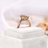 Cushion moissanite bezel ring showing vintage gallery detail