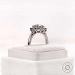 10K white gold tapered band cluster ring detail