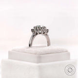 10K white gold tapered band cluster ring detail