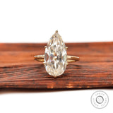 Large Pear Moissanite Solitaire Engagement Ring in 14K Yellow Gold