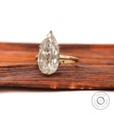 Large Pear Moissanite Solitaire Engagement Ring in 14K Yellow Gold