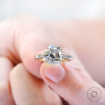 Detailed view of antique style faceting and prongs