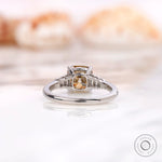 Back view of three stone champagne stone engagement ring  