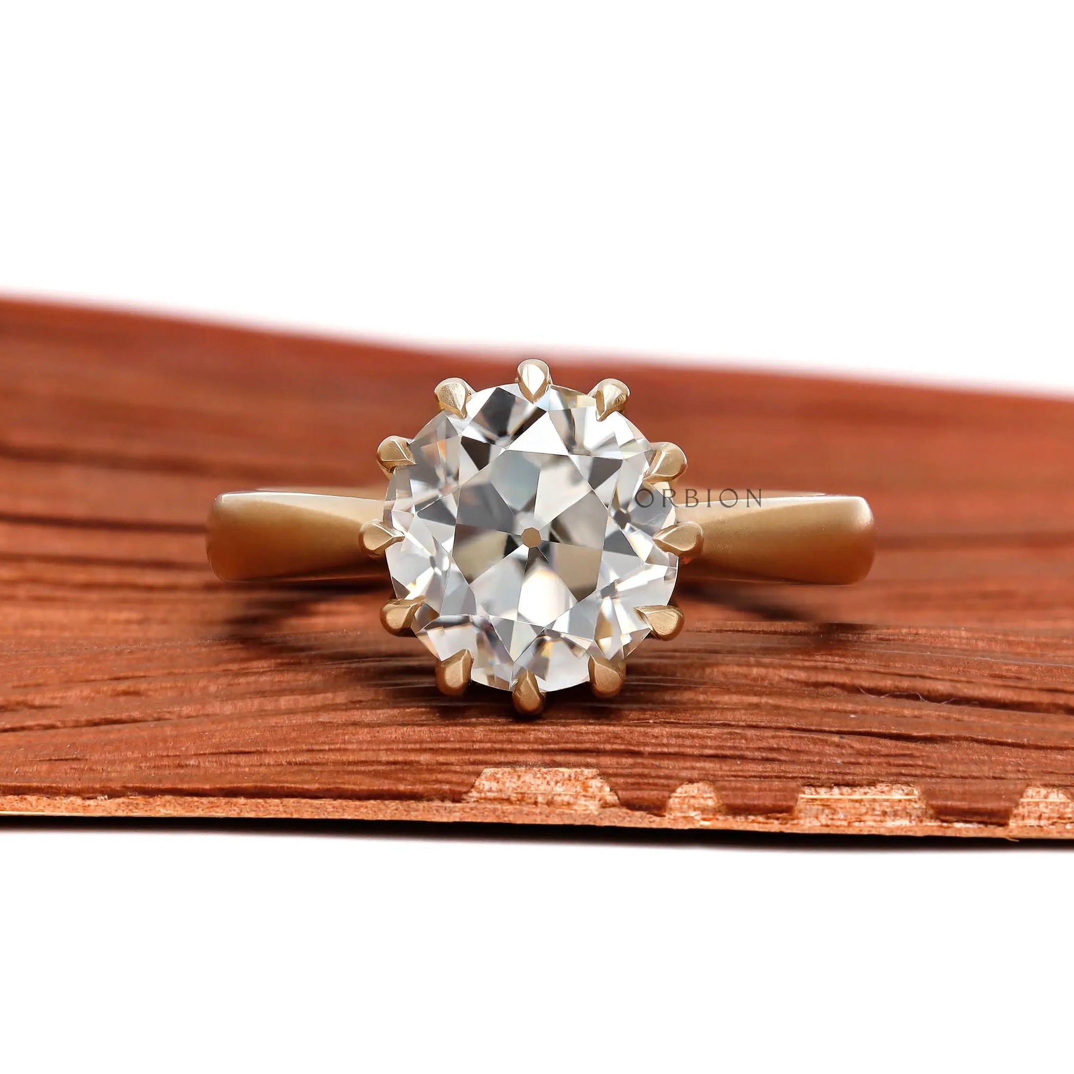Elongated cushion moissanite solitaire ring front view