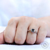 Elegant vintage style grey moissanite engagement ring