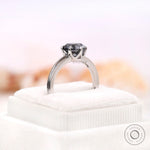 Old mine cut grey moissanite ring