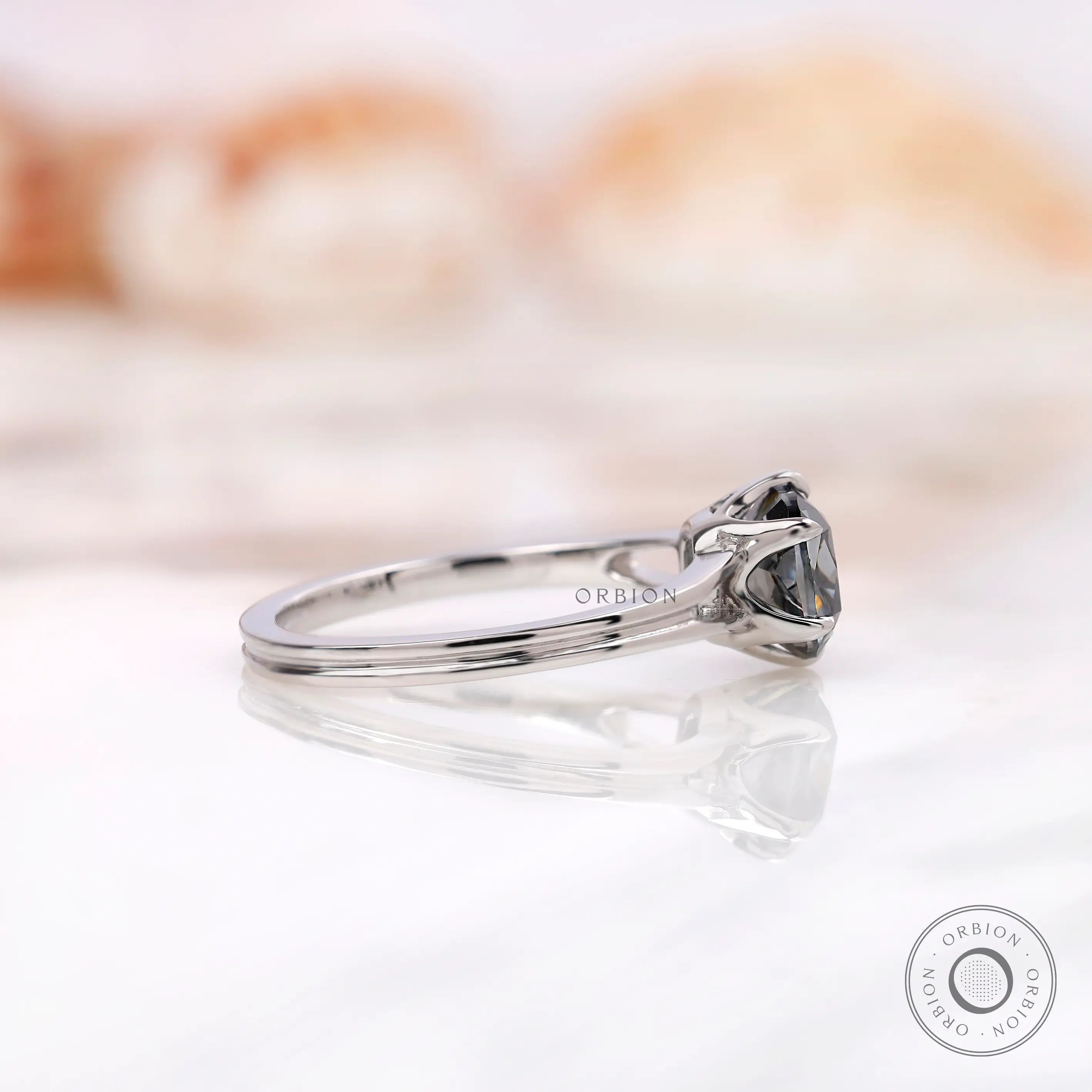 Grey moissanite antique style engagement ring