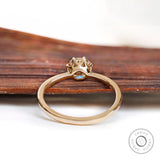 Rear view of Champagne Moissanite solitaire ring in 10K Yellow Gold