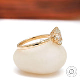 Side profile of elongated cushion moissanite six prong ring