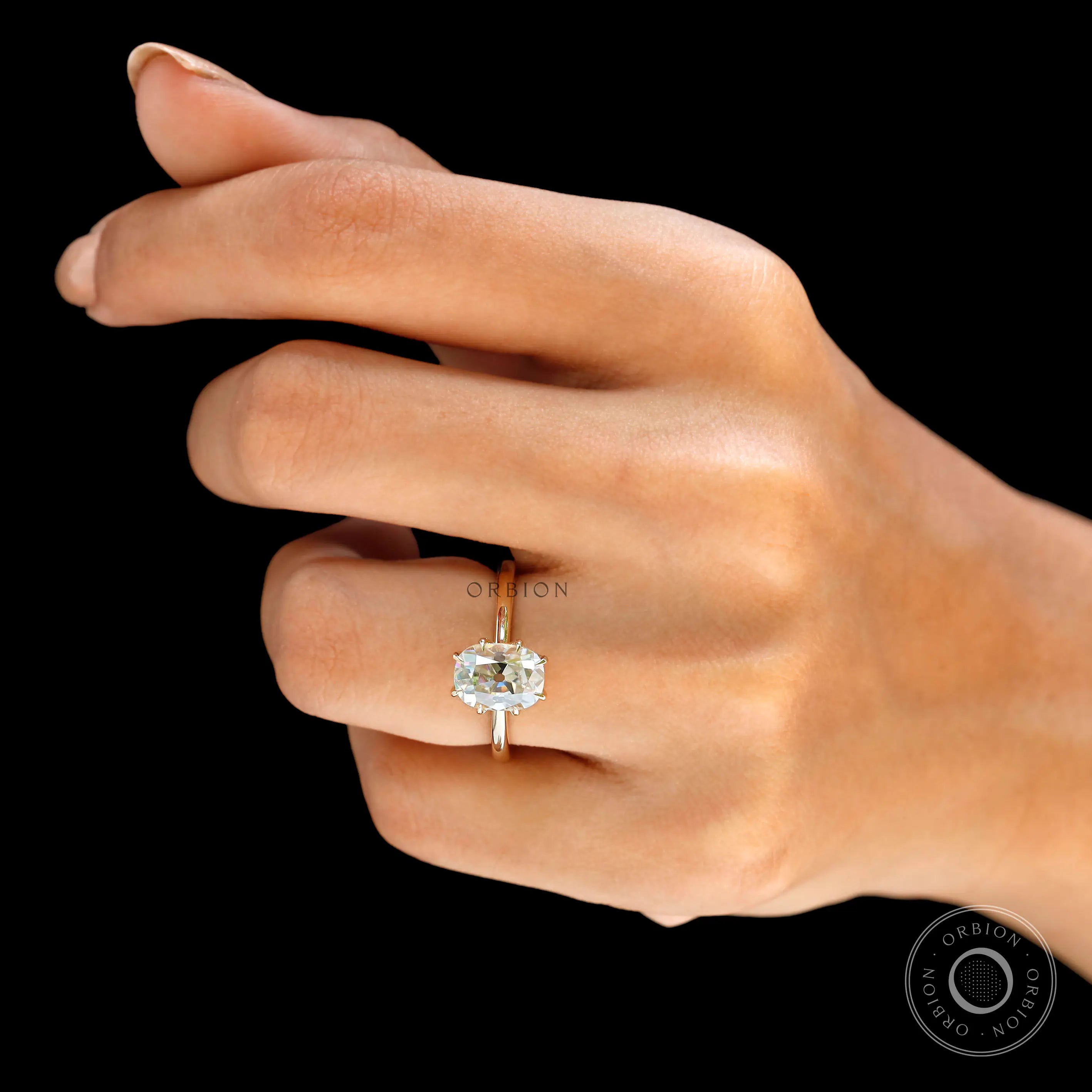 Vintage inspired cushion moissanite solitaire ring