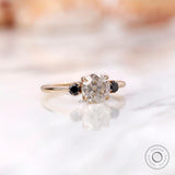Three stone moissanite engagement ring in 10K yellow gold