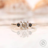 Old european cut moissanite engagement ring yellow gold front view