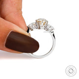 Antique inspired 3 stone moissanite engagement ring