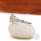 Old mine cut oval champagne trilogy moissanite ring side profile