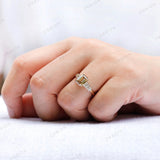 Vintage inspired champagne moissanite engagement ring in yellow gold band