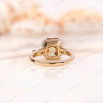 Underside gallery detail of Asscher moissanite ring