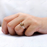 Hand worn champagne moissanite ring front view