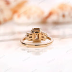 Back view of the champagne moissanite ring highlighting the setting