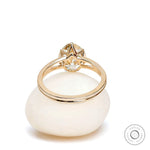 Back gallery view of pear old mine cut moissanite split shank solitaire ring