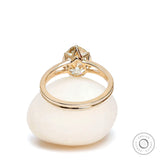 Back gallery view of pear old mine cut moissanite split shank solitaire ring