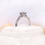 Round grey moissanite solitaire ring in white gold front view