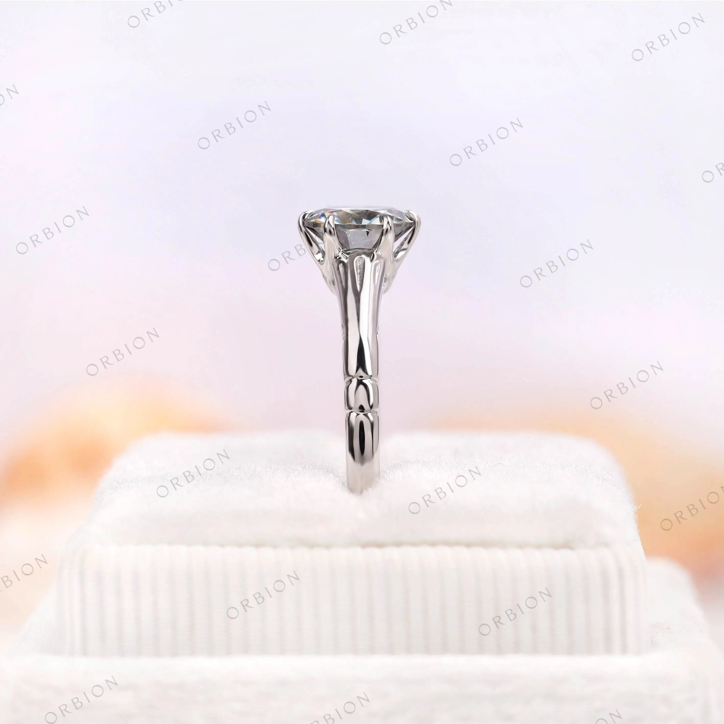Modern grey moissanite ring clean band design