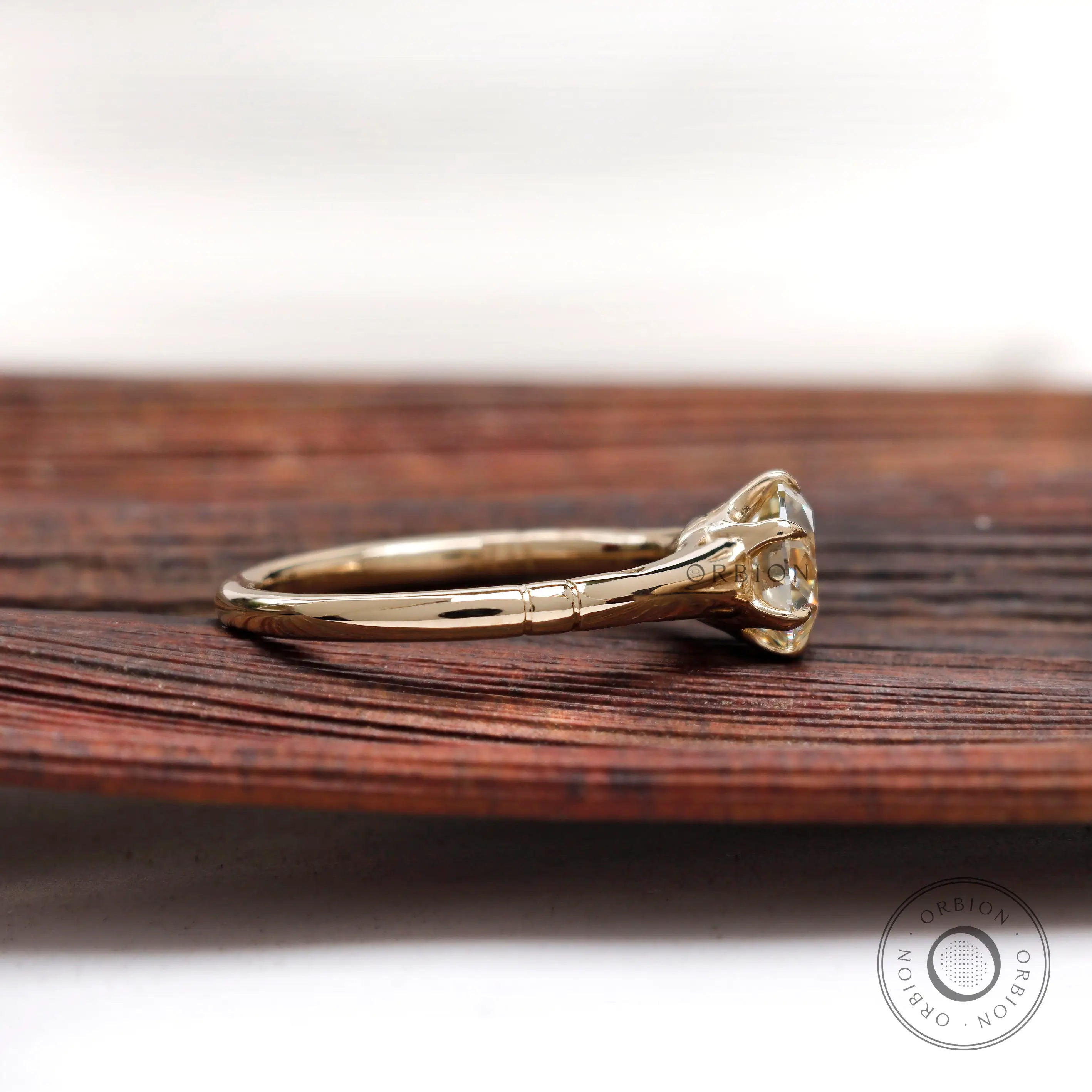 Elegant Old European cut moissanite ring side profile