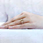 Worn on hand antique pear champagne ring  