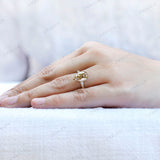 Worn on hand antique pear champagne ring  
