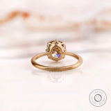 Back view of OMC cushion champagne moissanite solitaire ring.