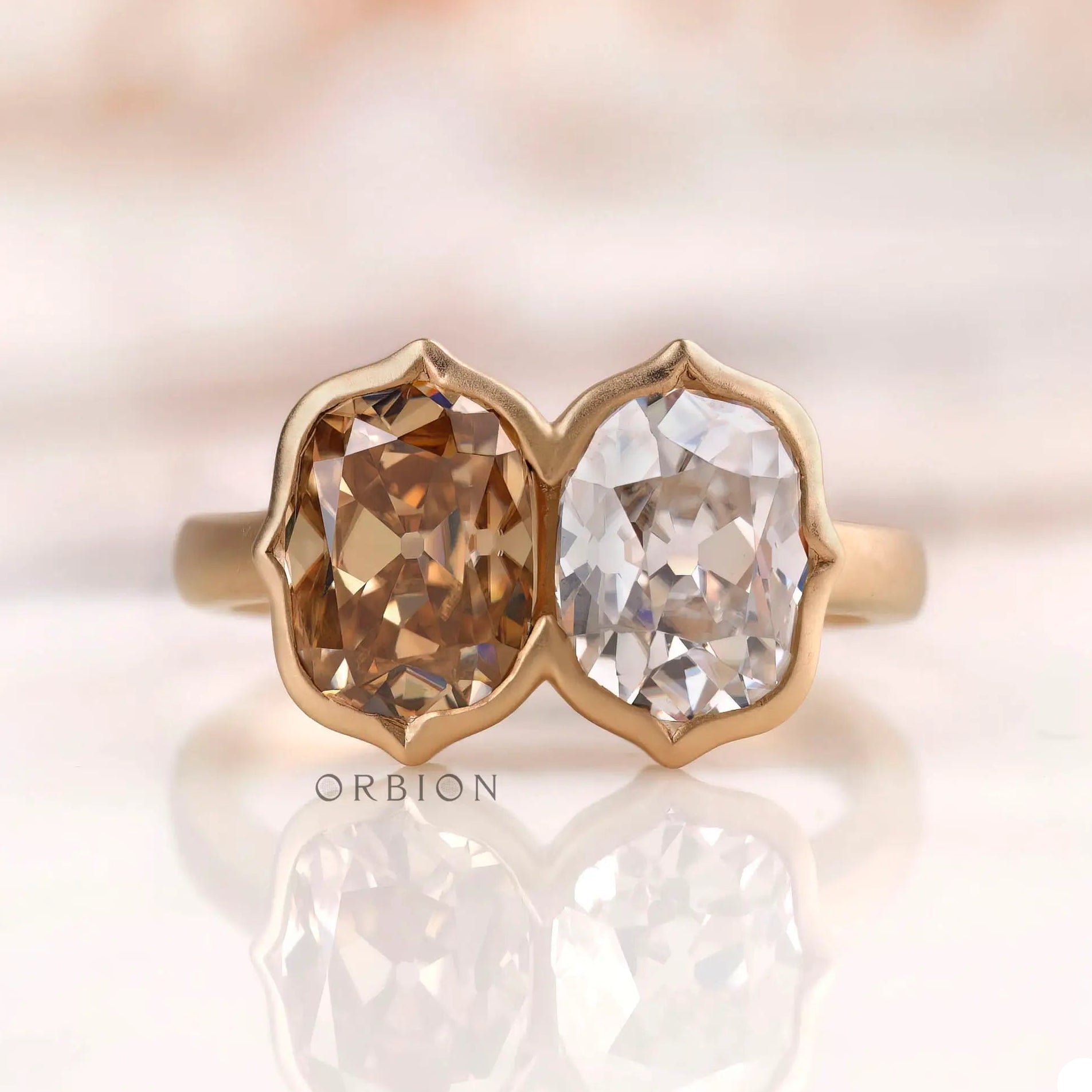 Statement two-stone moissanite gold ring