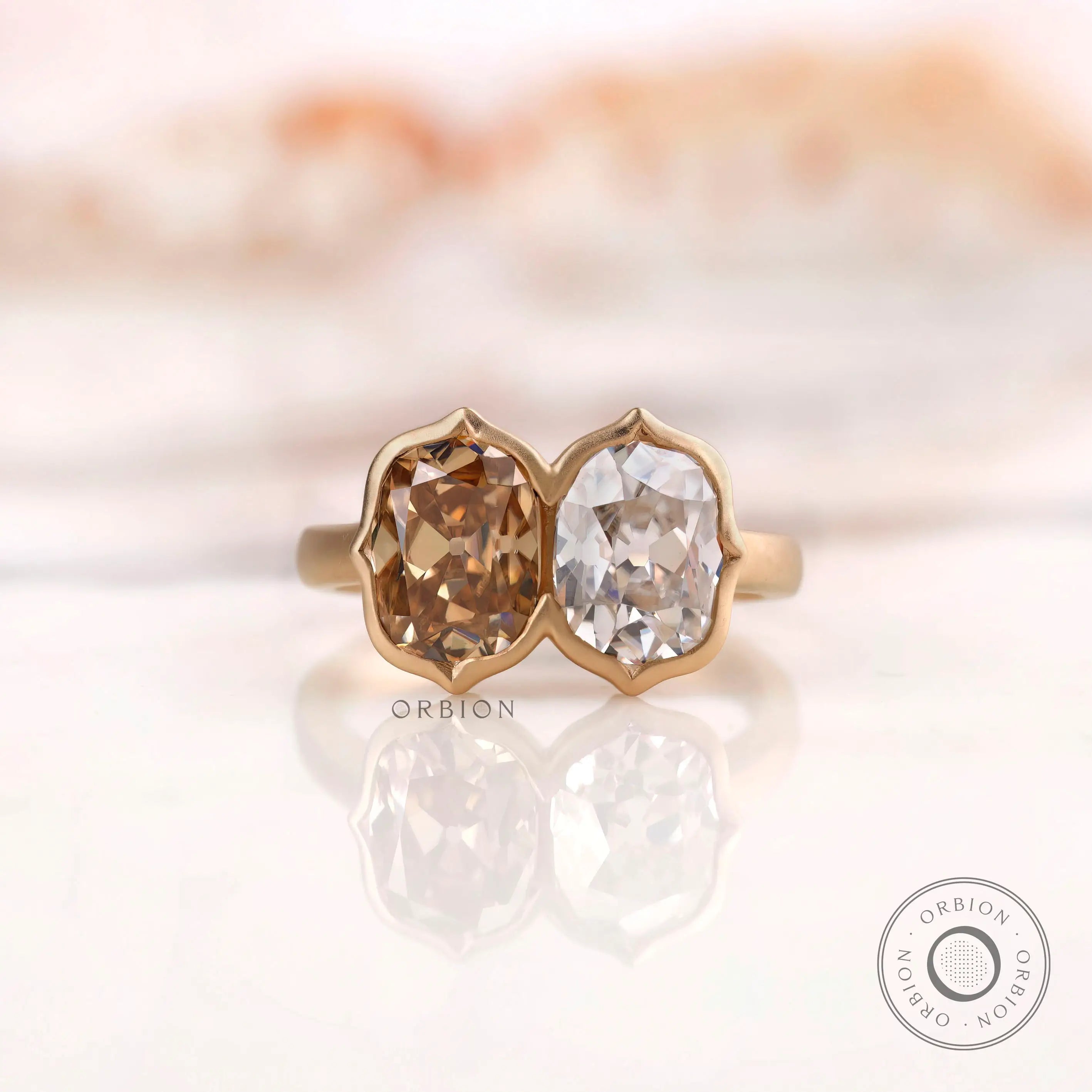 Statement two-stone moissanite gold ring