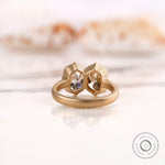 Twin stone moissanite ring close-up detailing