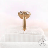 Elongated cushion moissanite twin stone ring profile view