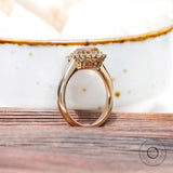 Oval Old Mine Cut Dark Champagne Moissanite Halo Ring in 10K Yellow Gold