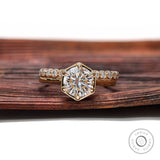 Round lab grown diamond engagement ring with bubble band