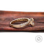 Cathedral style round lab grown diamond engagement ring