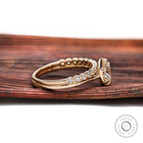 Cathedral style round lab grown diamond engagement ring