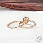 Cathedral style round lab grown diamond engagement ring with matching bubble band