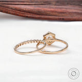 Cathedral style round lab grown diamond engagement ring with matching bubble band