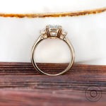 Slim band profile with trapezoid side stones