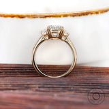 Slim band profile with trapezoid side stones
