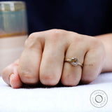 Solitaire cushion cut dark champagne moissanite bezel set engagement ring
