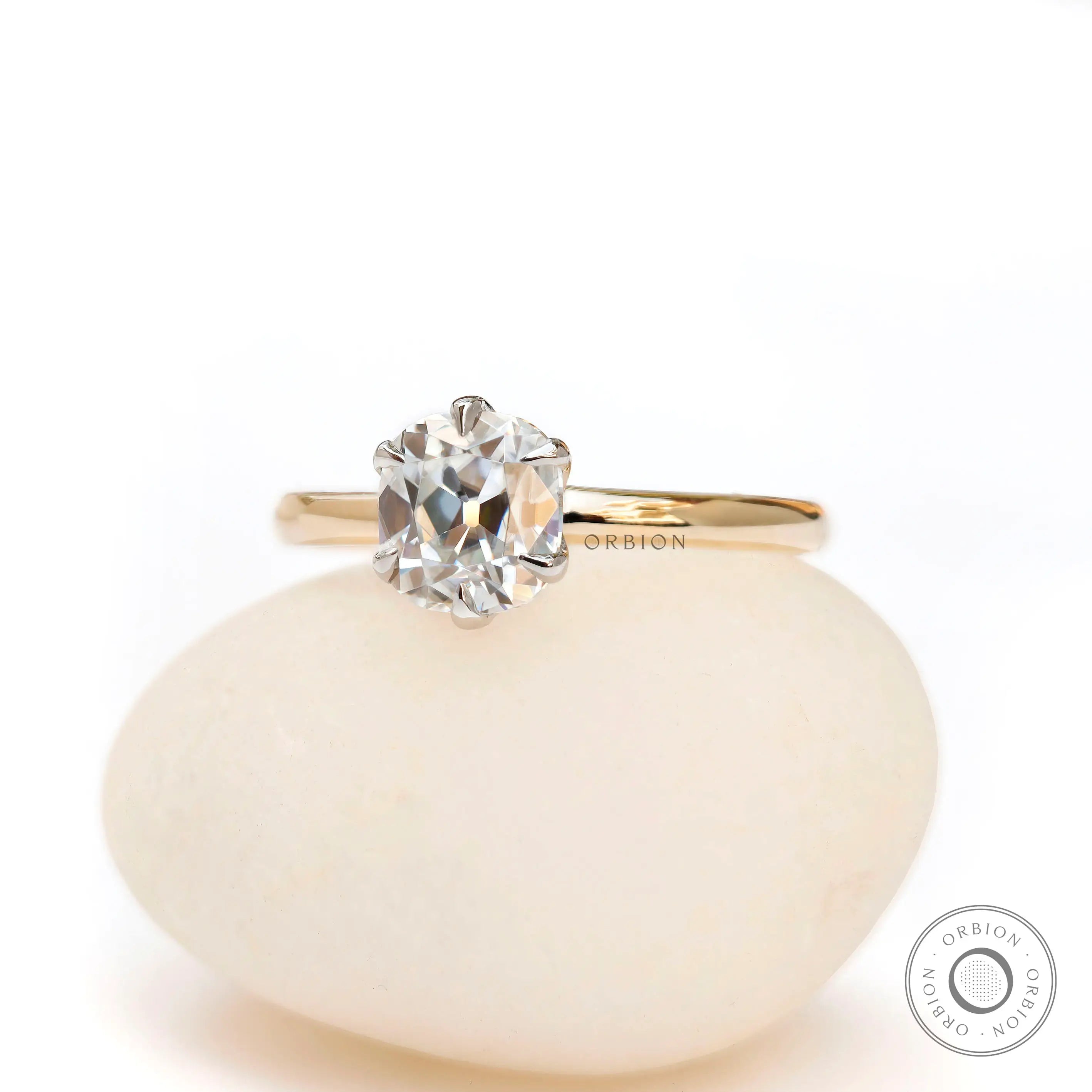 Old mine cut cushion moissanite ring georgian style