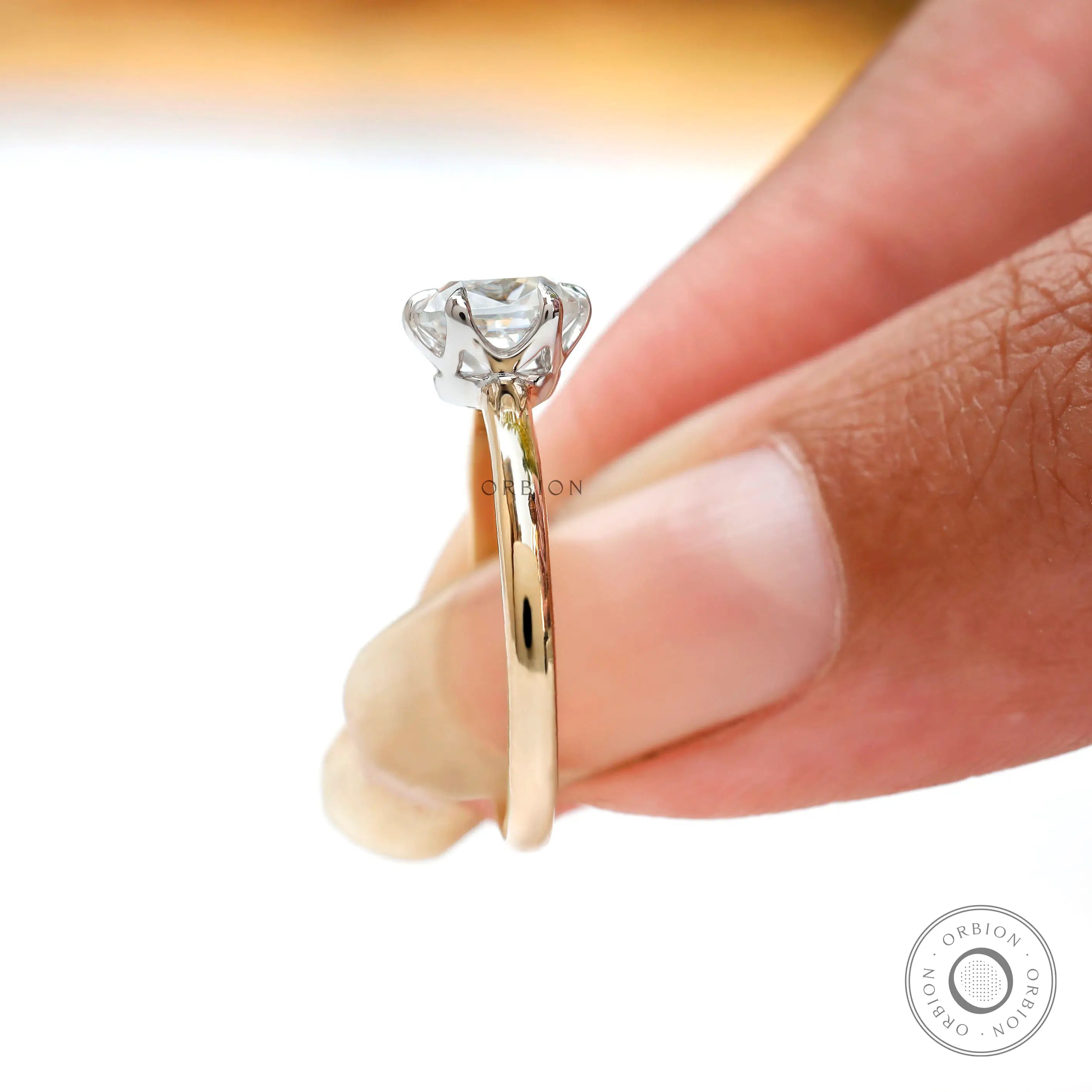 Cushion cut moissanite ring glossy finish