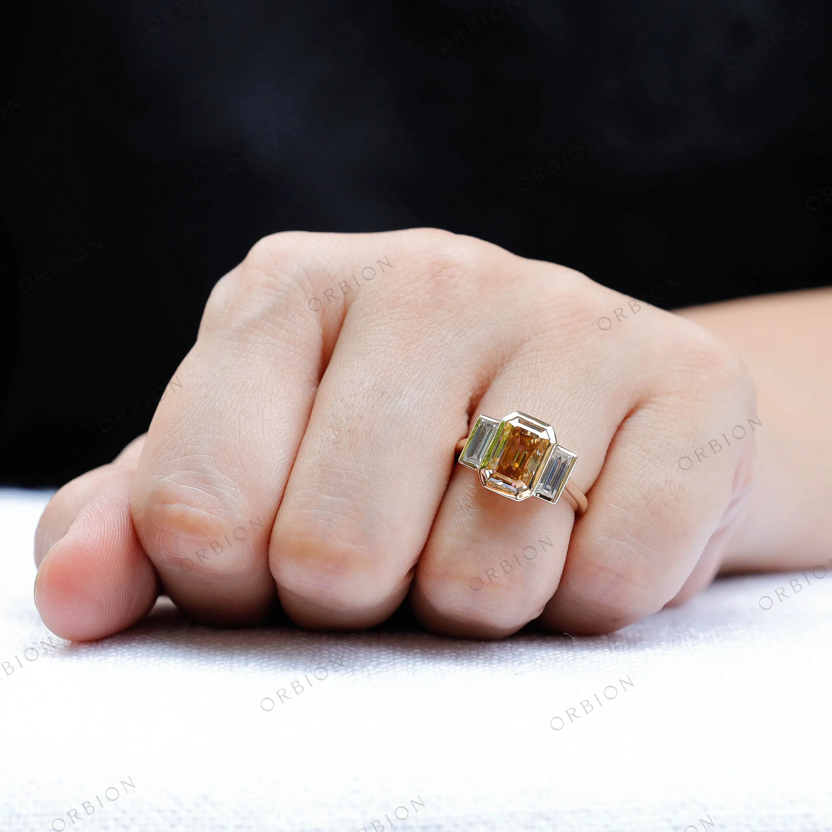 Unique champagne moissanite engagement ring for women